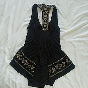 Free People Black and gold top